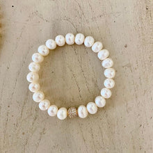 Load image into Gallery viewer, Pearl Bracelet with Disco Ball