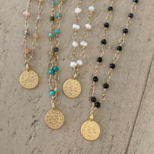 Load image into Gallery viewer, Gemstone Coin Necklace - Grecia