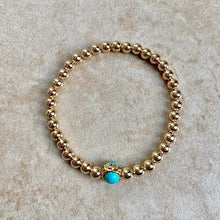 Load image into Gallery viewer, Gold Beads Bracelet with Turquoise Center