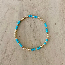 Load image into Gallery viewer, Gold Beads with Turquoise Bracelet