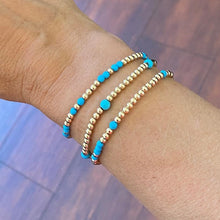 Load image into Gallery viewer, Gold Beads with Turquoise Bracelet