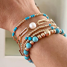 Load image into Gallery viewer, Gold Beads with Turquoise Bracelet