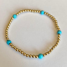 Load image into Gallery viewer, Gold Beads with Turquoise Bracelet