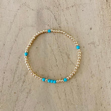 Load image into Gallery viewer, Gold Beads with Turquoise Bracelet