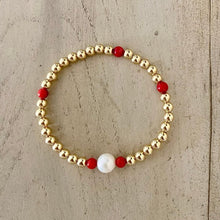 Load image into Gallery viewer, Gold Ball Bracelets with Gemstone