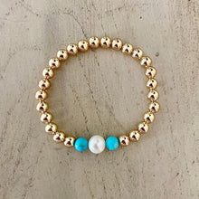 Load image into Gallery viewer, Gold Ball Bracelets with Gemstone
