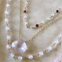 Load image into Gallery viewer, Tiny Moonstone Beads Necklace with Garnet