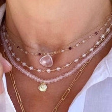 Load image into Gallery viewer, Tiny Moonstone Beads Necklace with Garnet