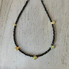 Load image into Gallery viewer, Black Spinel Necklace with Opals
