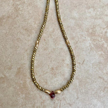 Load image into Gallery viewer, Hematite Necklace with Garnet Drop