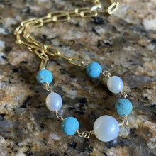 Load image into Gallery viewer, Paperclip Gold Necklace with Gemstones