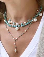 Load image into Gallery viewer, Paperclip Gold Necklace with Gemstones