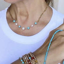 Load image into Gallery viewer, Paperclip Gold Necklace with Gemstones