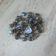 Load image into Gallery viewer, Labradorite Necklace with Moonstone Drop