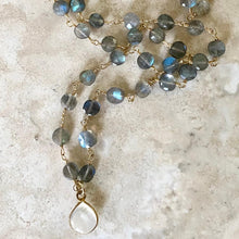 Load image into Gallery viewer, Labradorite Necklace with Moonstone Drop