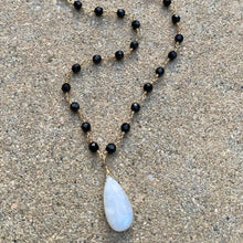 Load image into Gallery viewer, Black Spinel Necklace with Moonstone