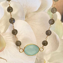 Load image into Gallery viewer, Labradorite Necklace with Aqua Chalcedony