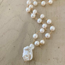 Load image into Gallery viewer, Pearl Necklace with Nugget Drop