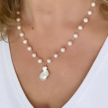 Load image into Gallery viewer, Pearl Necklace with Nugget Drop