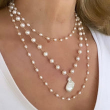 Load image into Gallery viewer, Pearl Necklace with Nugget Drop