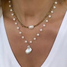Load image into Gallery viewer, Pearl Necklace with Nugget Drop