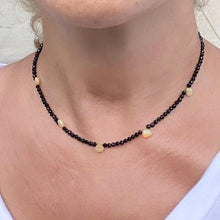 Load image into Gallery viewer, Black Spinel Necklace with Opals