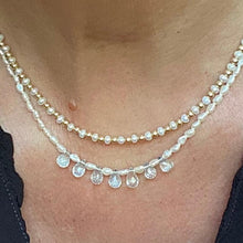 Load image into Gallery viewer, Pearl Necklace with Aquamarine Drop