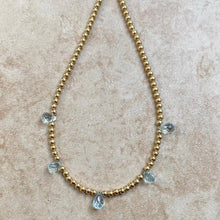 Load image into Gallery viewer, Gold beads Necklace with Aquamarine