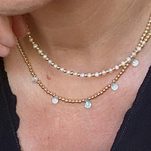 Load image into Gallery viewer, Gold beads Necklace with Aquamarine