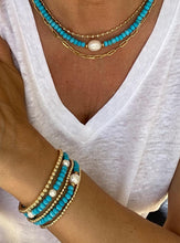 Load image into Gallery viewer, Turquoise Bracelet with Pearls