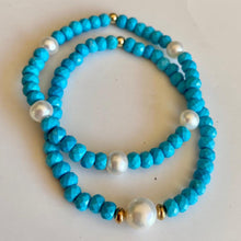 Load image into Gallery viewer, Turquoise Bracelet with Pearls