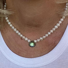 Load image into Gallery viewer, Pearl Necklace with Labradorite