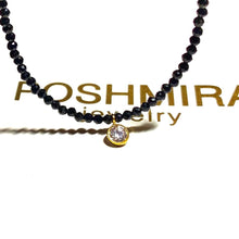 Load image into Gallery viewer, Gemstone necklace with sparkly cz drop