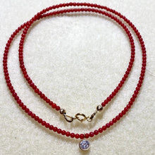 Load image into Gallery viewer, Gemstone necklace with sparkly cz drop