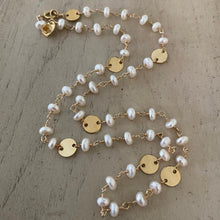 Load image into Gallery viewer, Pearl Necklace with Gold Coins