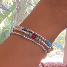 Load image into Gallery viewer, Silver Bead Bracelet with Gemstones