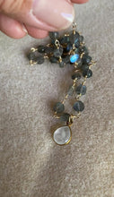Load and play video in Gallery viewer, Labradorite Necklace with Moonstone Drop