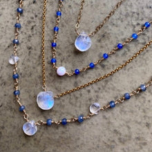 Load image into Gallery viewer, Long Sapphire Necklace with Moonstone