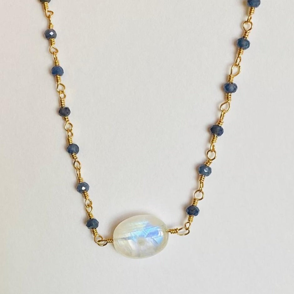 Sapphire & Moonstone Revival Pendant Necklace