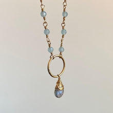 Load image into Gallery viewer, Aqua Chalcedony Necklace with Circle