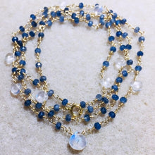 Load image into Gallery viewer, Long Sapphire Necklace with Moonstone