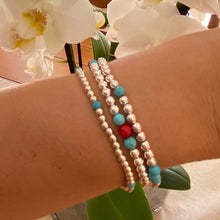 Load image into Gallery viewer, Silver Bead Bracelet with Gemstones