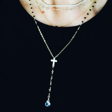 Load image into Gallery viewer, Black Spinel Cross Necklace