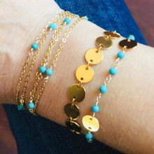 Load image into Gallery viewer, Turquoise Bracelet with Gold Disc