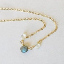 Load image into Gallery viewer, Gold Necklace with Gemstone Trio