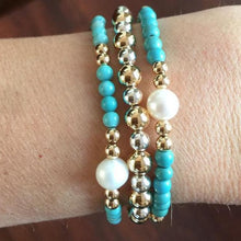 Load image into Gallery viewer, Gold Beads with Turquoise