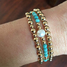 Load image into Gallery viewer, Gold Beads with Turquoise