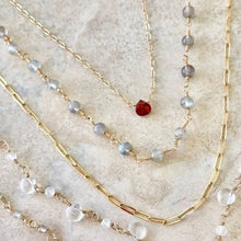 Load image into Gallery viewer, Gold Necklace with Garnet Drop