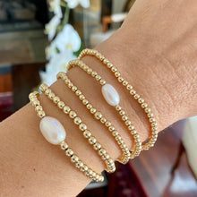 Load image into Gallery viewer, Gold Ball Bracelet with Pearl