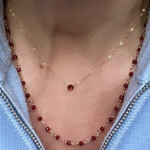 Load image into Gallery viewer, Gold Necklace with Garnet Drop